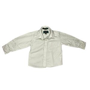 Alexander Julian Colours Button Up Dress Shirt Toddler Boys 2T Beige Green